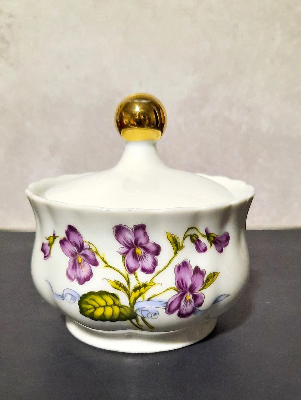 Vintage Wunsiedel Bavaria Floral Porcelain Sugar Bowl with Lid
